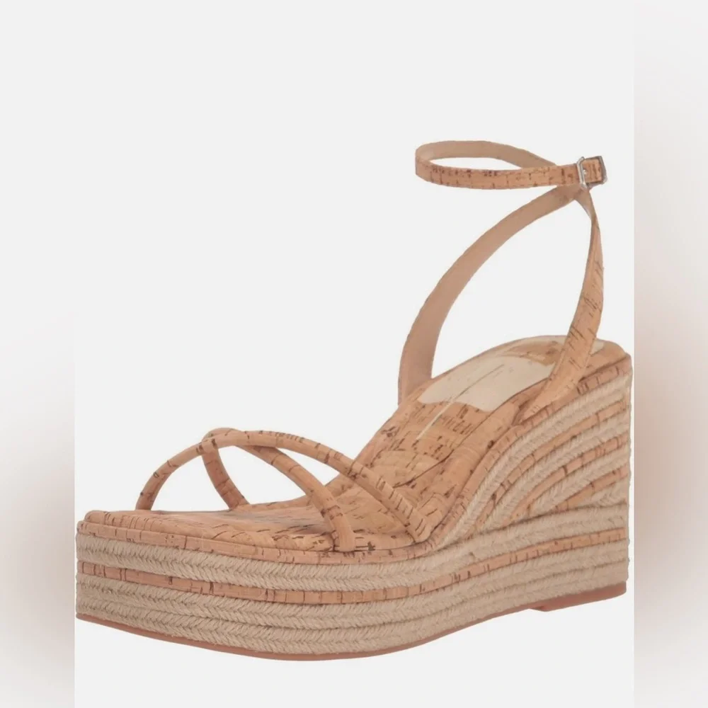 *NEW* Dolce Vita Elvia Strappy Platform Wedge Sandals in Natural Cork Size 10